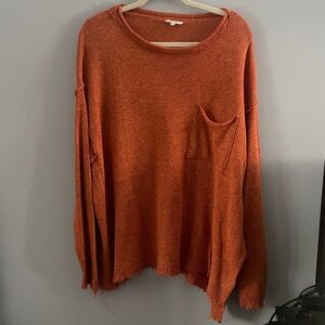 Easel Burnt Orange Women's Sweater with Pocket